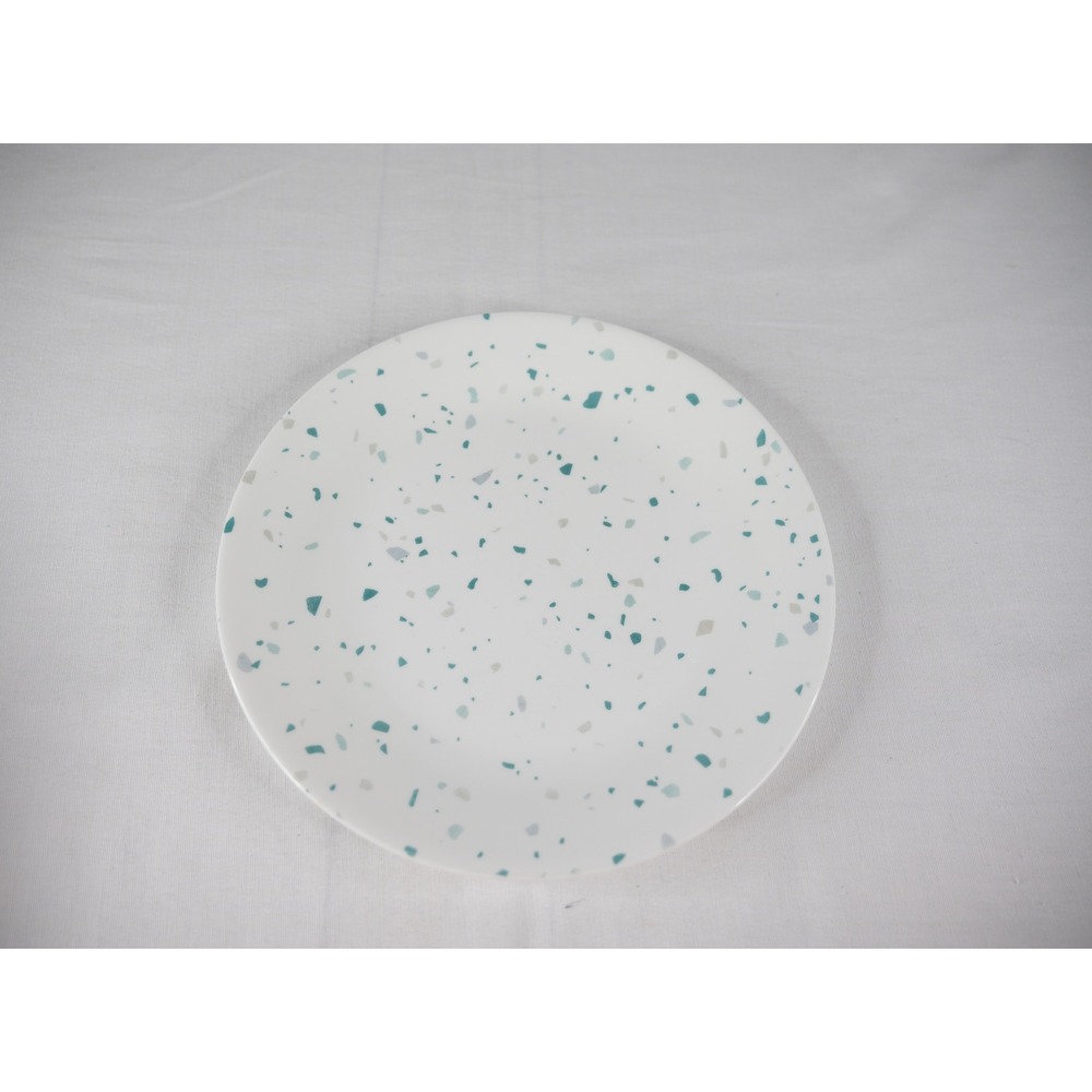 Vtg Corelle Dinner Plates Set of 6 Teal White Teal Grey Terrazzo Verde Speckled - Picture 3 of 4
